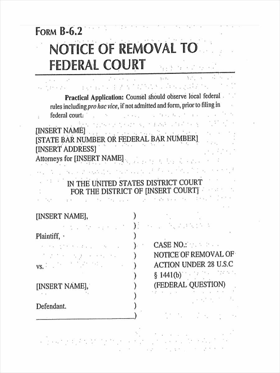 federal court notice of removal