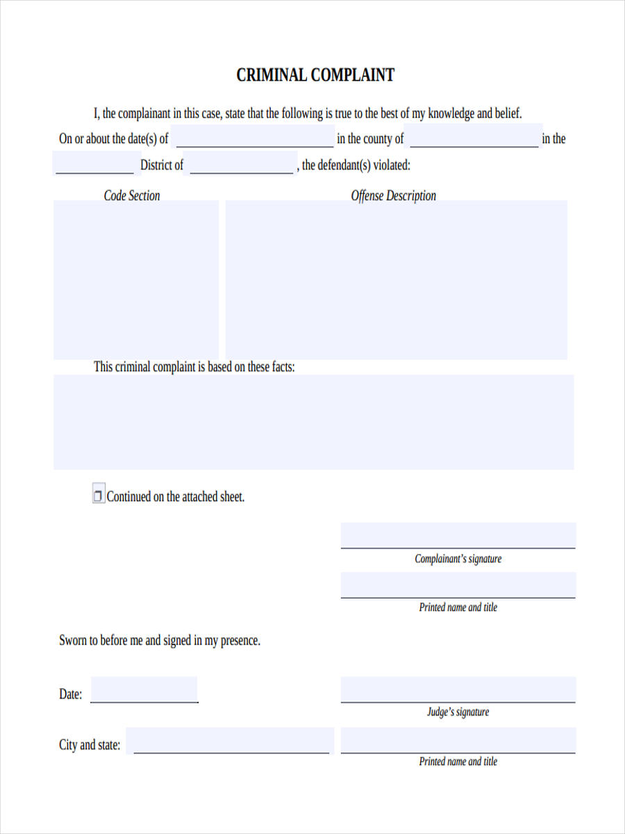 free-5-sample-criminal-complaint-forms-in-ms-word-pdf