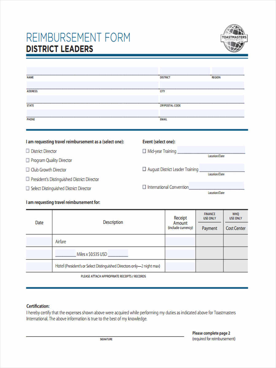 FREE 12+ Mileage Reimbursement Forms in PDF Ms Word Excel