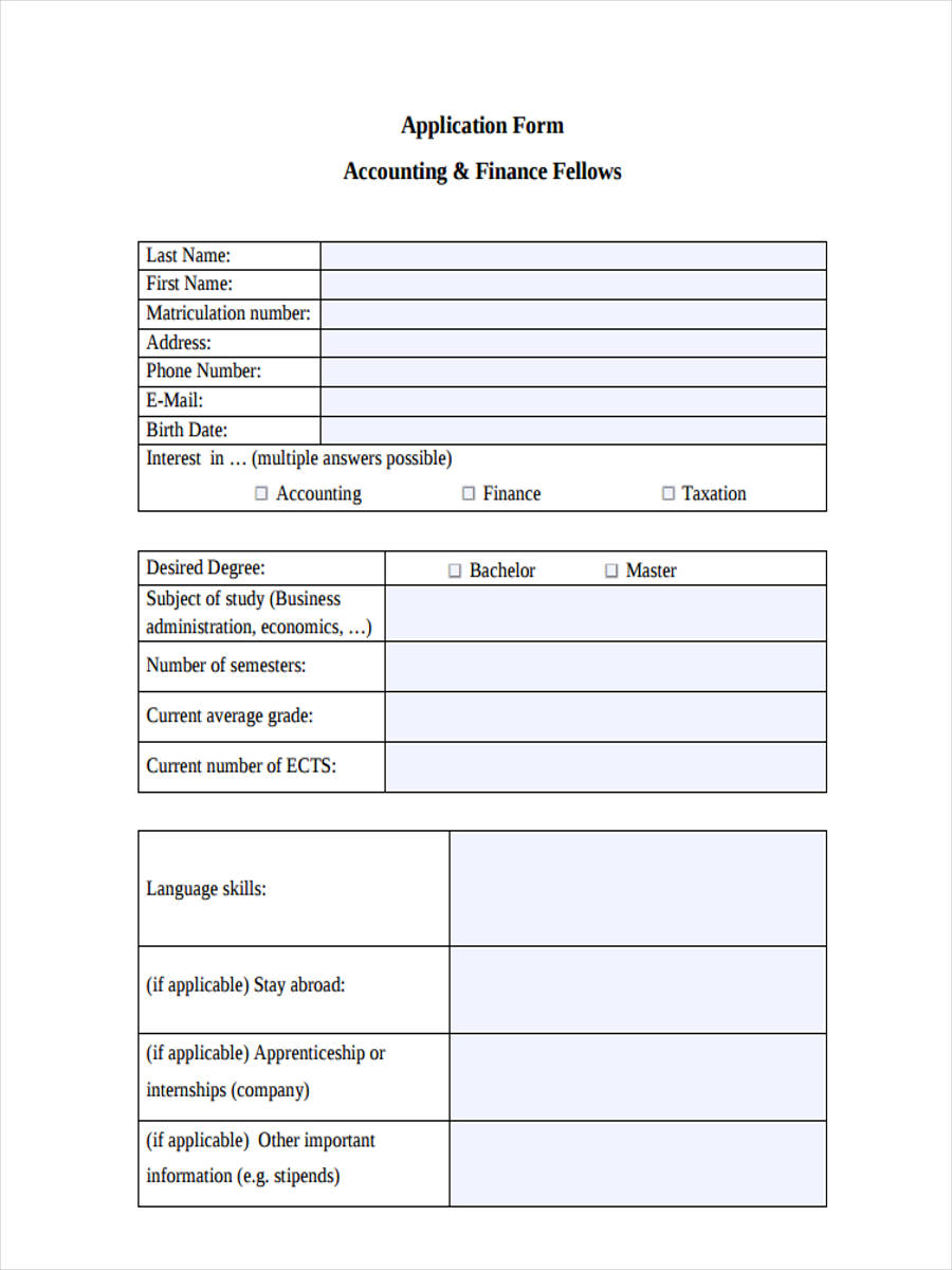 FREE 20+ Accounting Application Forms in PDF  Ms Word Pertaining To Job Application Template Word Document
