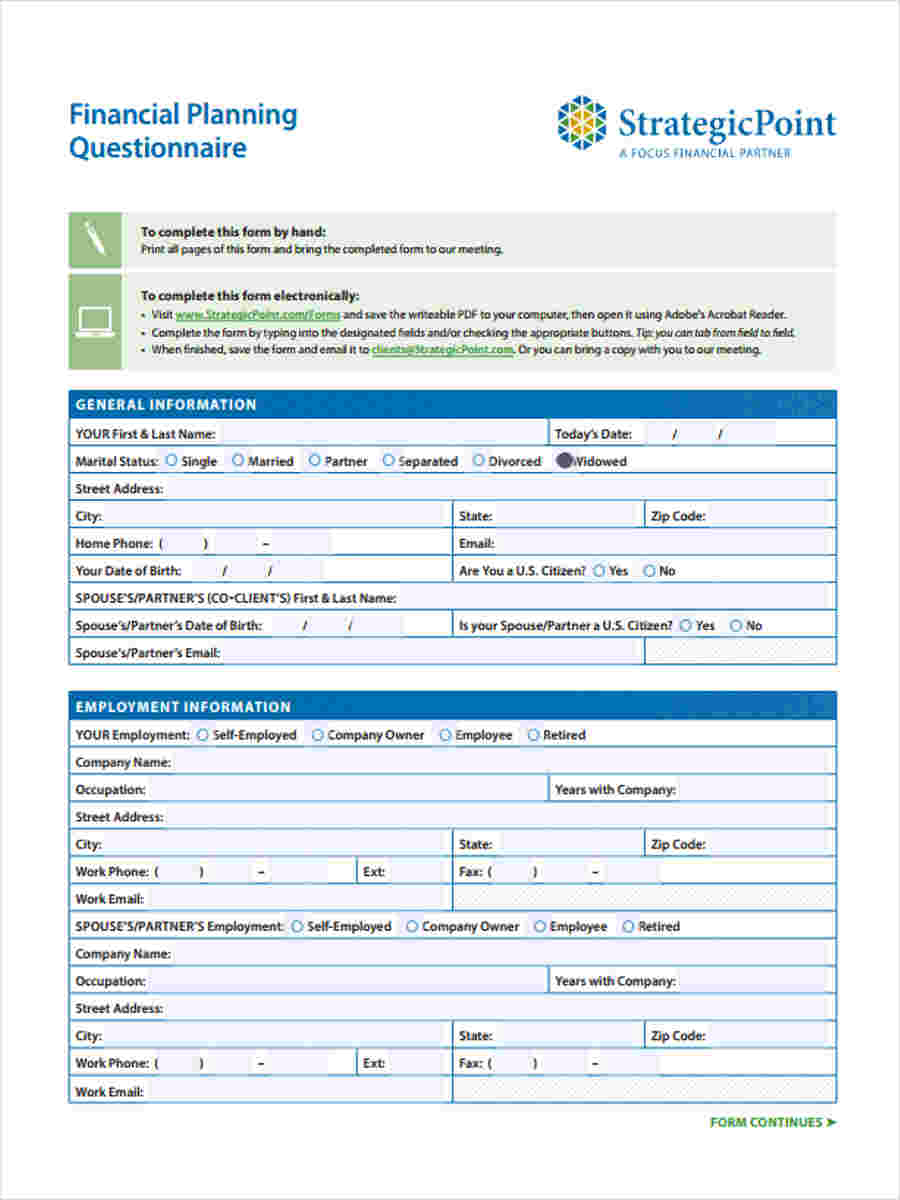 Business Plan Questionnaire Template