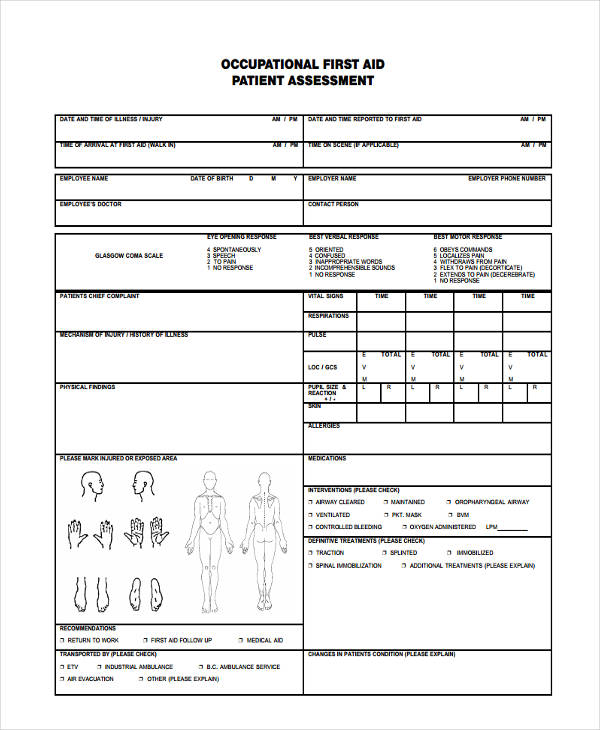 FREE 10 Patient Assessment Forms In PDF Ms Word Excel