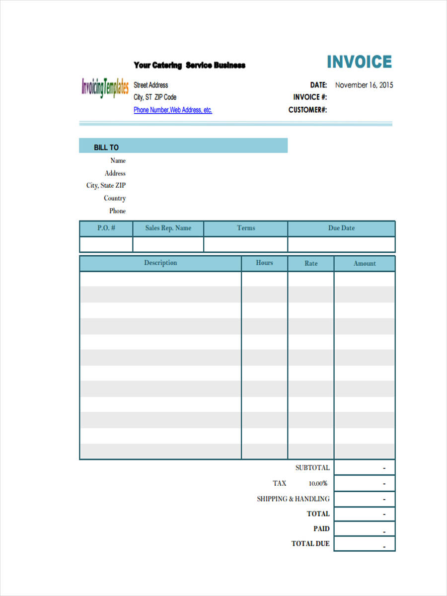 free 8 catering invoice forms in pdf ms word