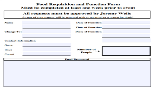 food requisition form samples free sample example format download