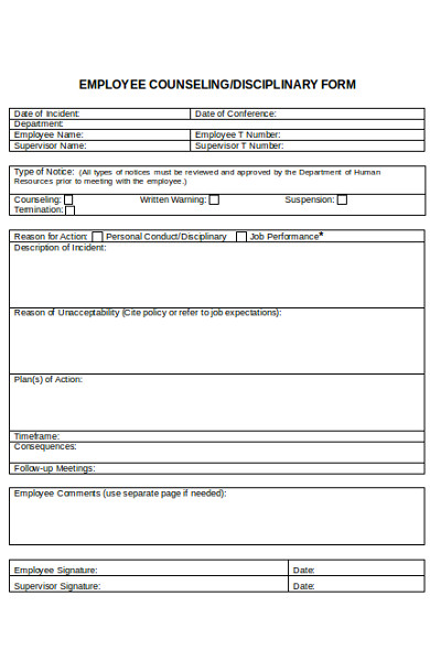 formal counseling form