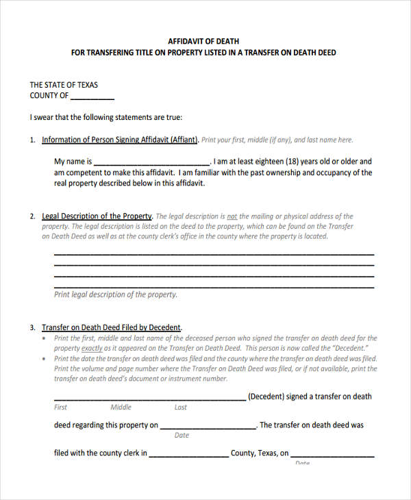 free-5-sample-affidavit-of-death-forms-in-ms-word-pdf