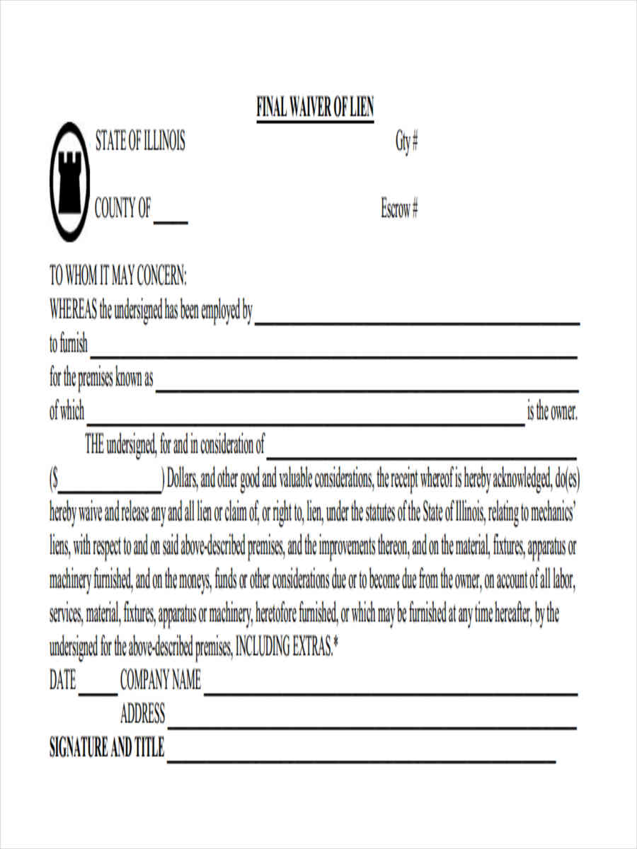 FREE 7+ Lien Waiver Forms in PDF | Ms Word