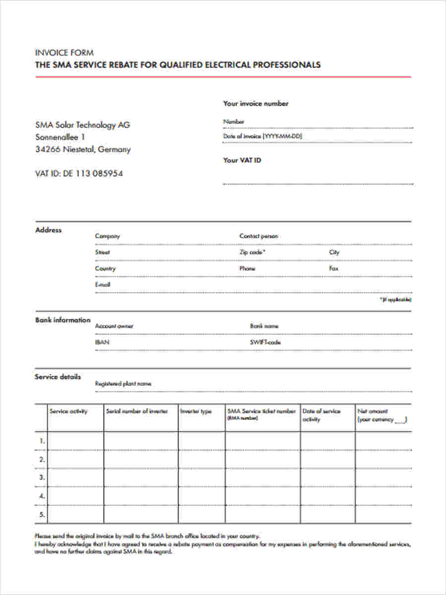 free 8 printable invoice forms in ms word pdf excel