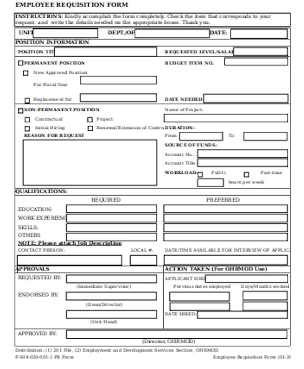 general employment requisition form