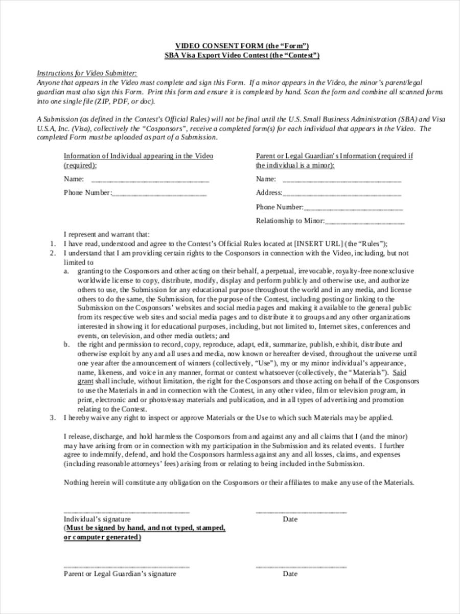 FREE 11+ Sample Video Consent Forms in MS Word | PDF