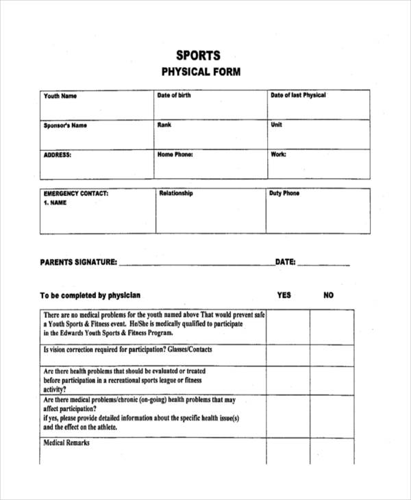 Vhsl Physical Form Printable Printable Forms Free Online