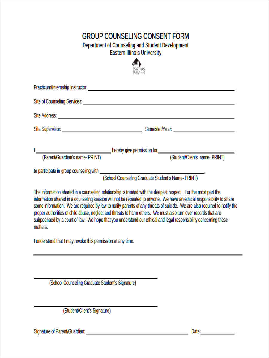 FREE 22+ Counseling Consent Forms in PDF  Ms Word Regarding therapy confidentiality agreement template