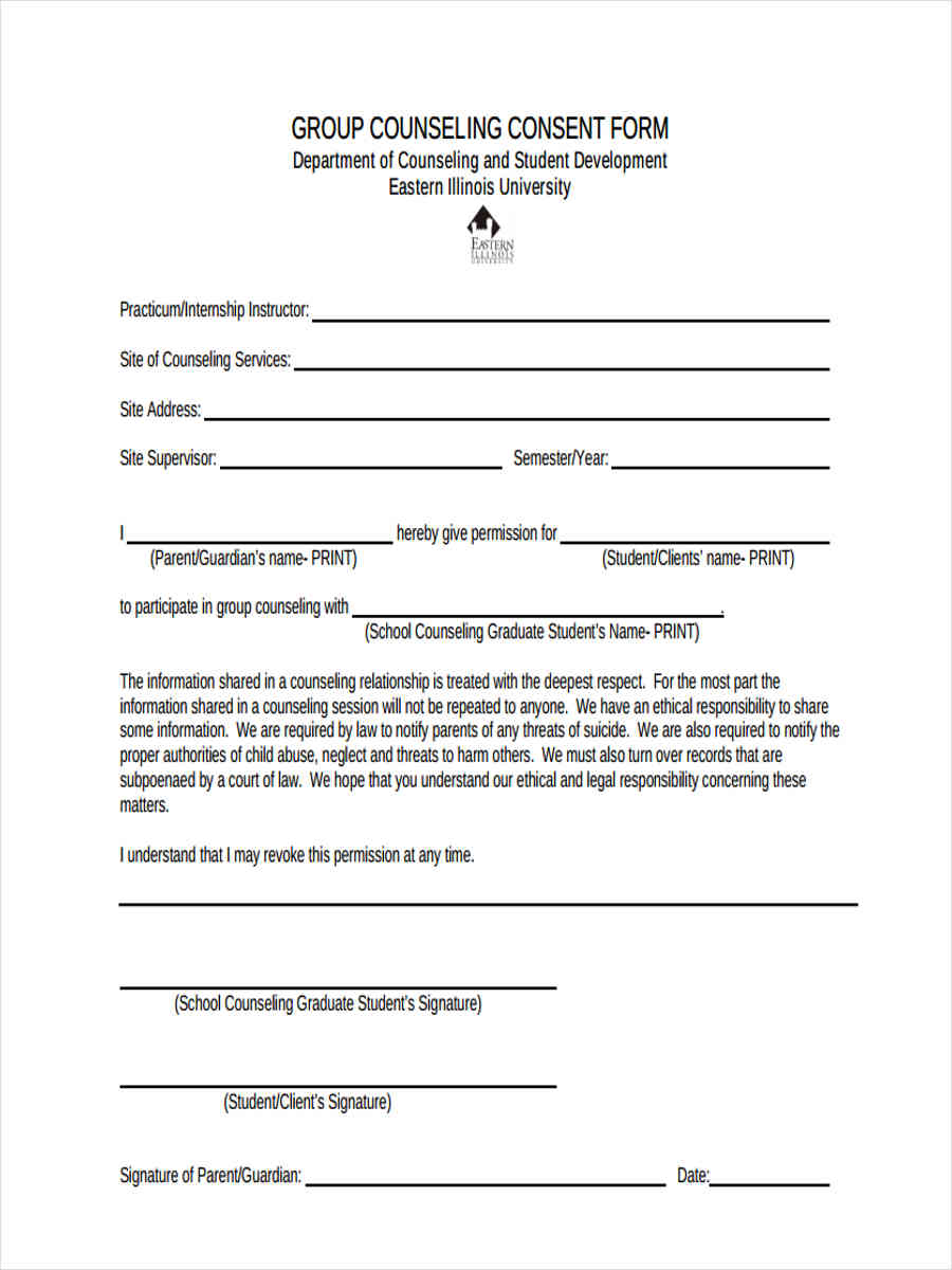 FREE 8 Counseling Consent  Forms  in PDF Ms Word