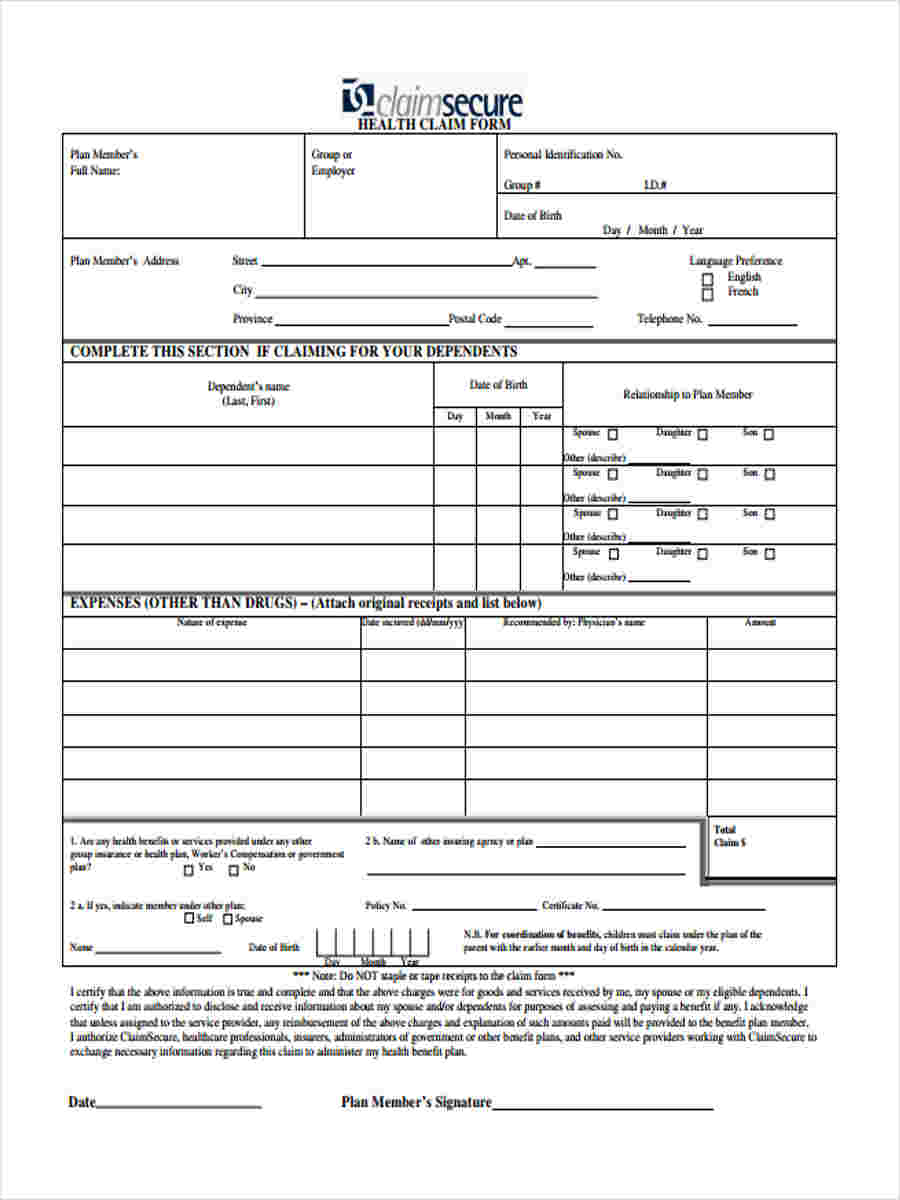 group health reimbursement form