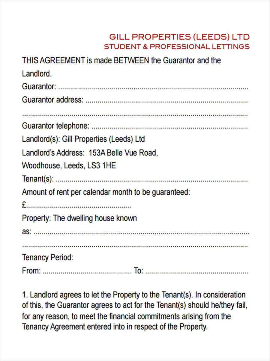 FREE 11+ Guarantor Agreement Forms in PDF