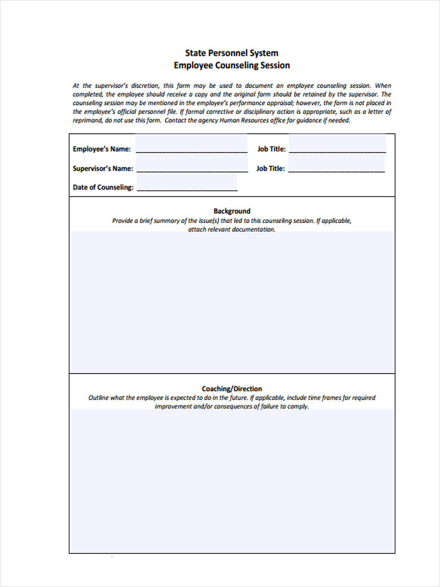 FREE 8 Employee Counseling Forms In PDF