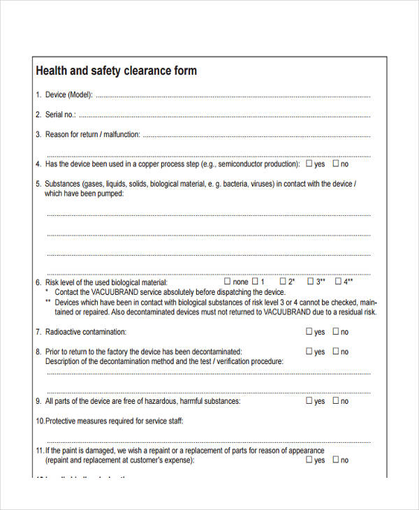 FREE 32+ Clearance Form Examples in PDF | MS Word