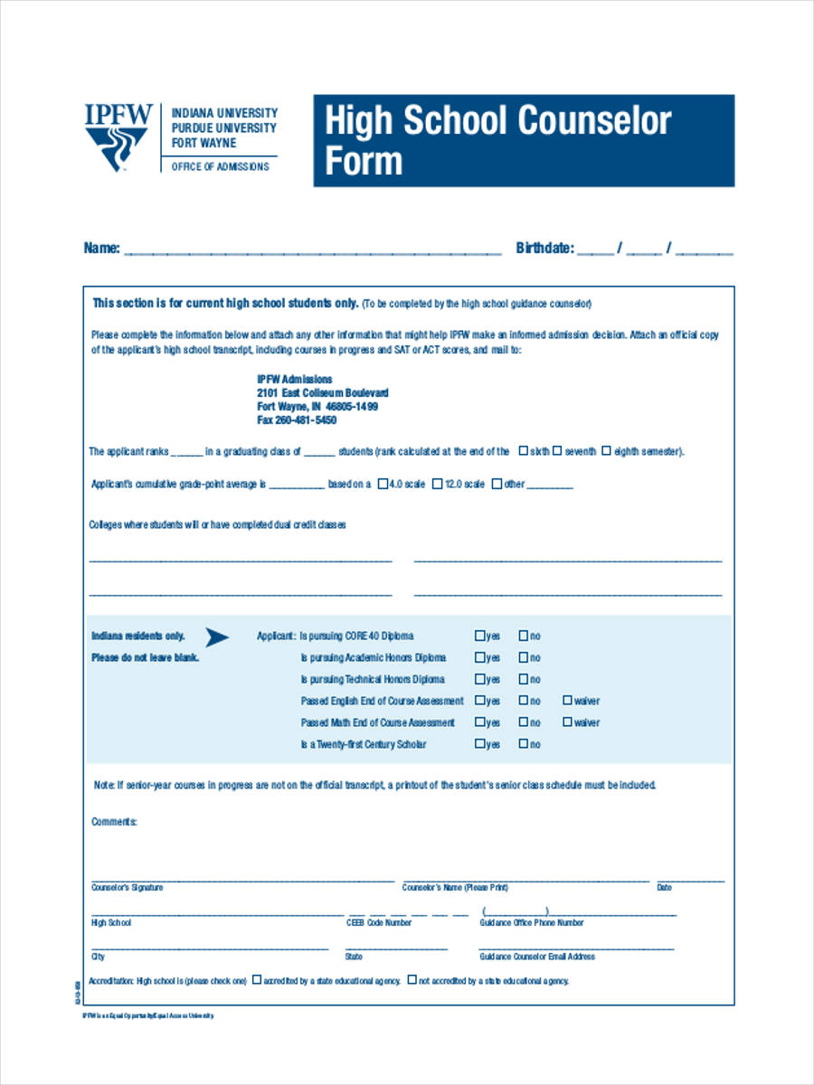 FREE 9+ School Counseling Forms in PDF | Ms Word