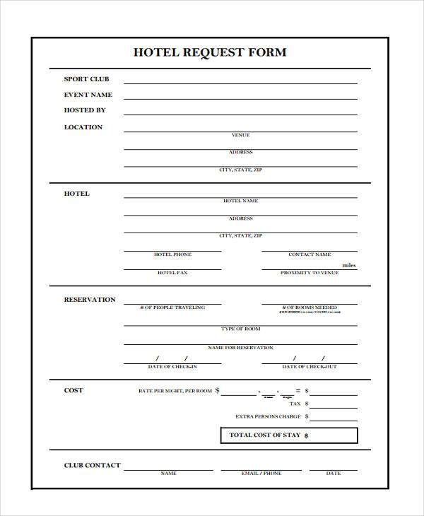hotel check in request