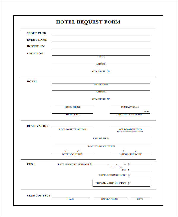 FREE 18 Hotel Check In Forms In PDF