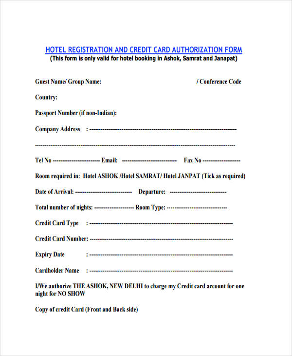 Free 18 Hotel Check In Forms In Pdf