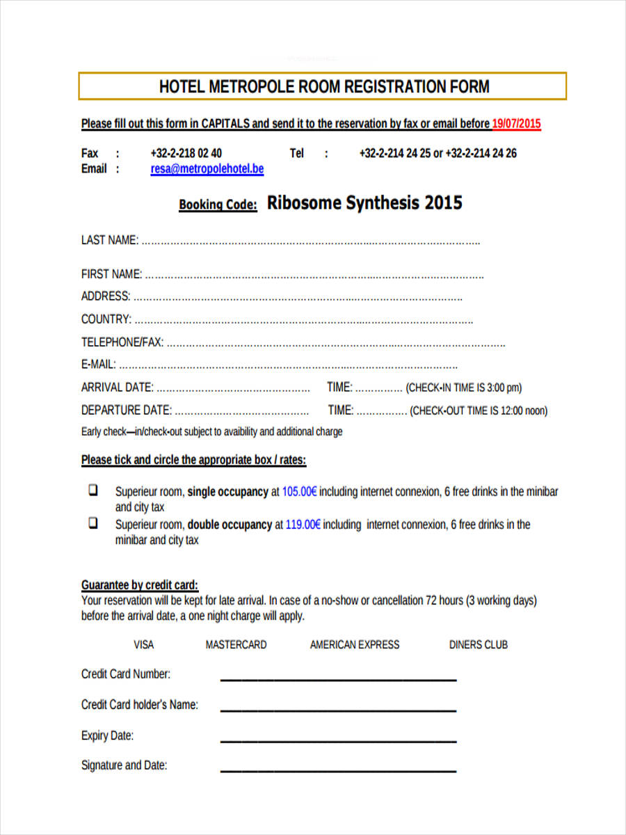 FREE 22+ Hotel Registration Forms in PDF | Ms Word