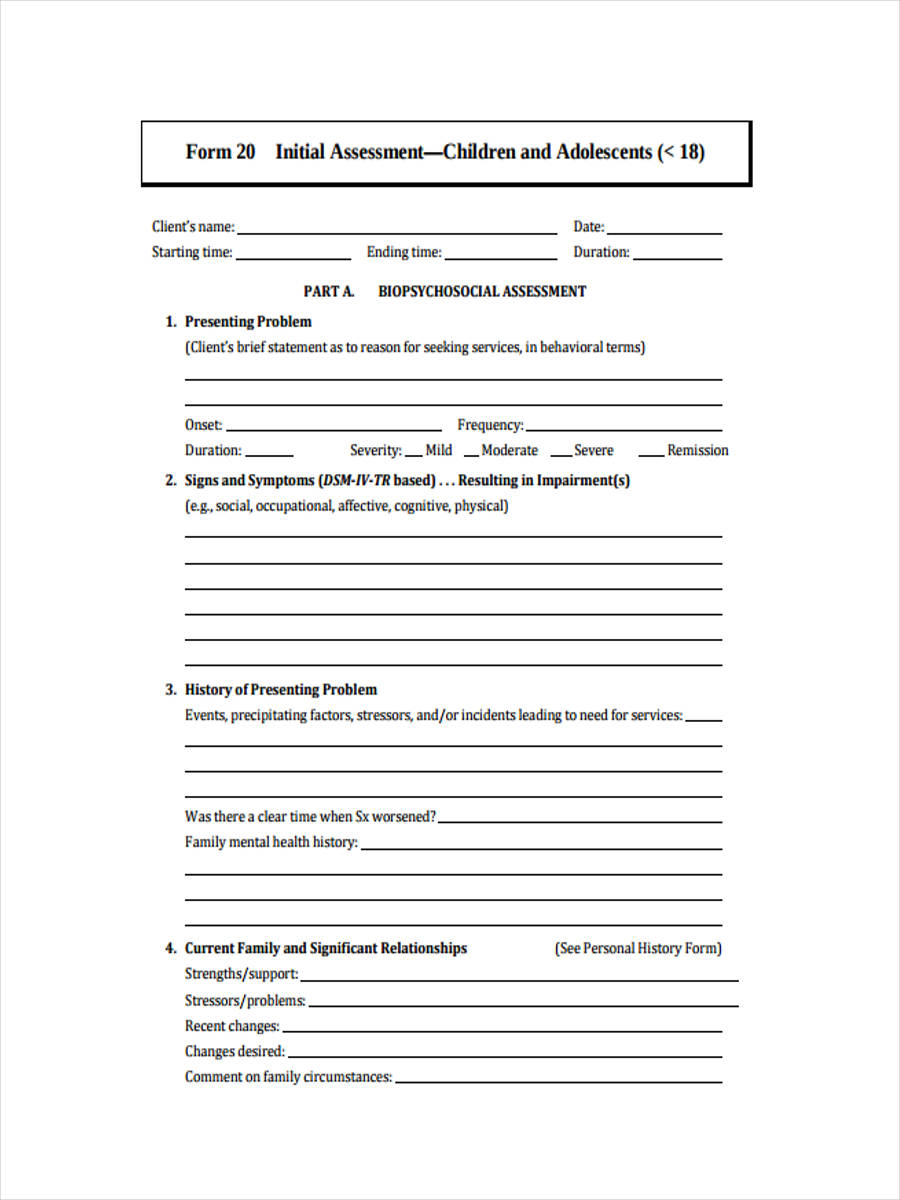 Free 4 Initial Counseling Forms In Ms Word Pdf 0359