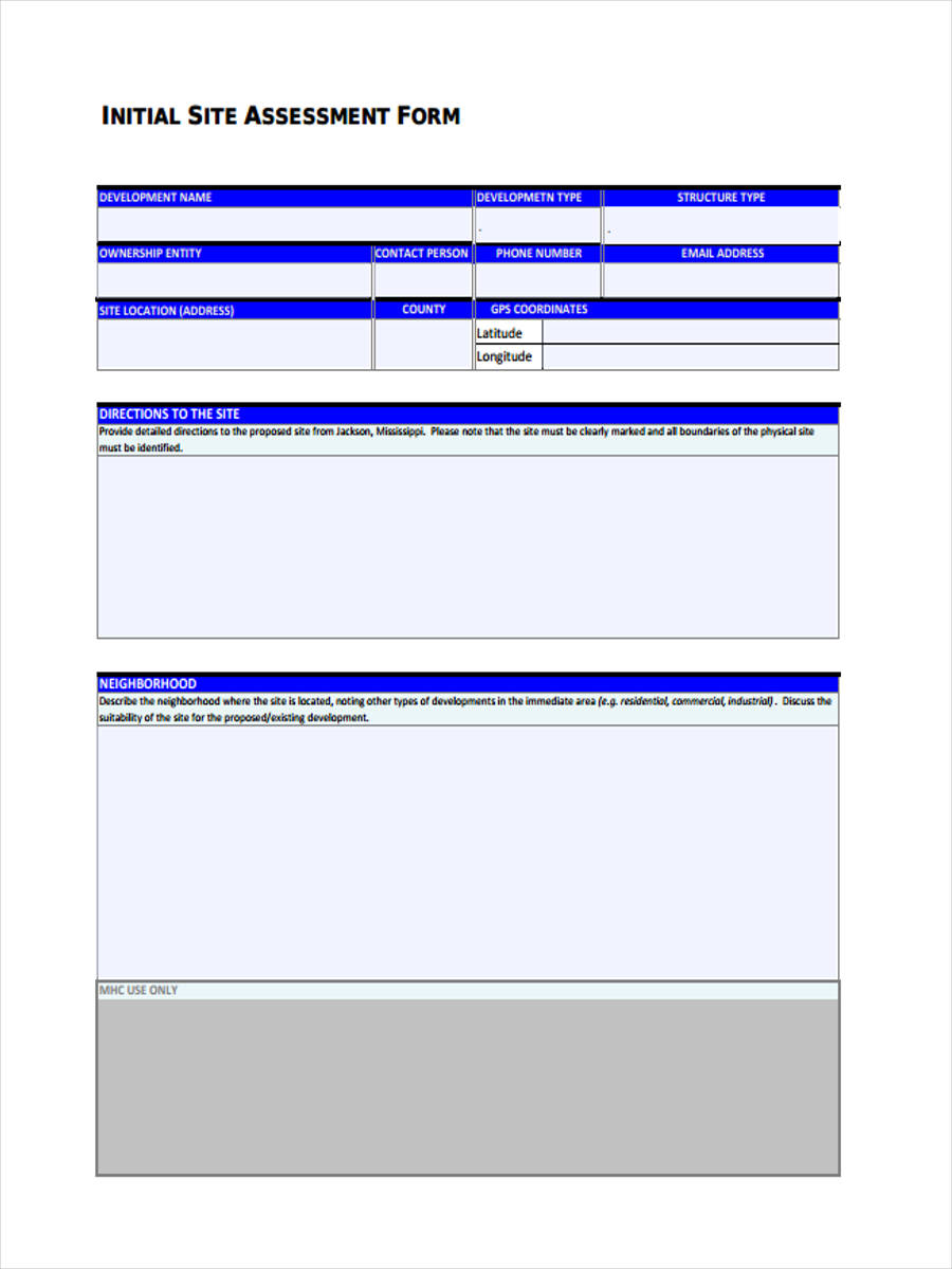 Free 10 Sample Initial Assessment Forms In Pdf Excel Ms Word 7205