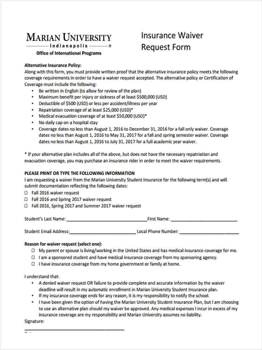 FREE 8+ Insurance Waiver Forms in PDF Ms Word