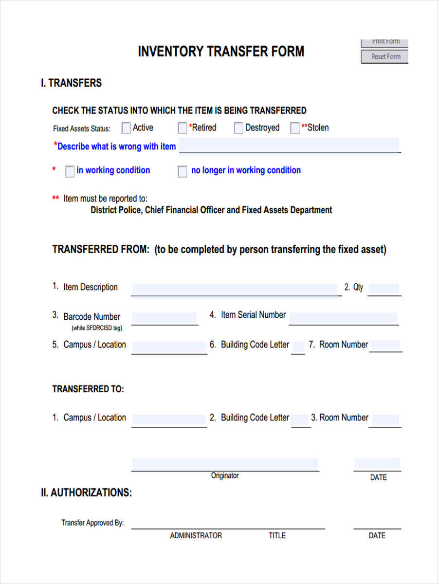 FREE 7+ Inventory Transfer Forms in MS Word PDF Excel