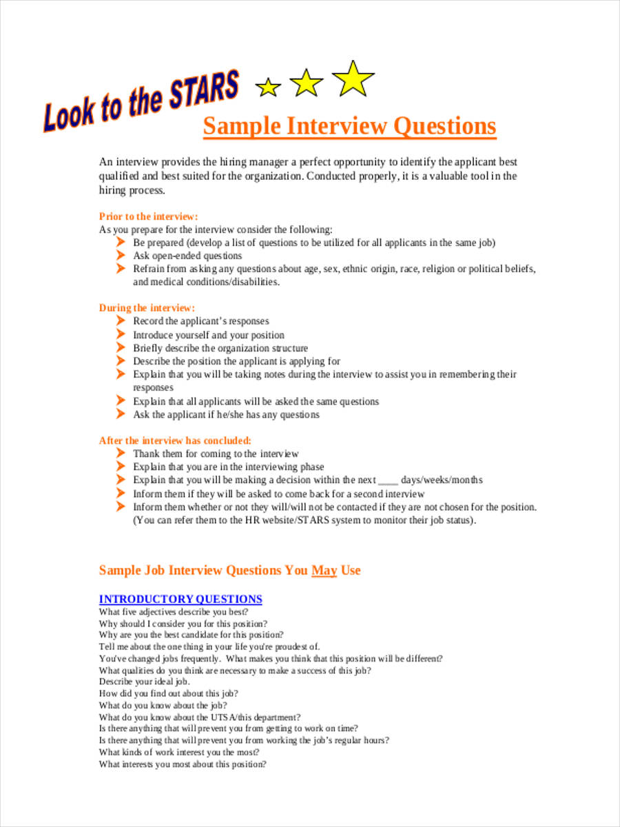 interview questionnaire in pdf