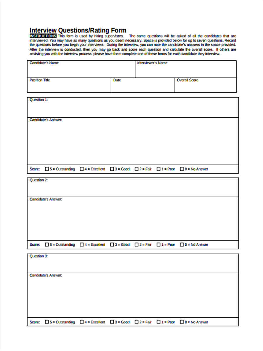 FREE 8+ Interview Questionnaire Forms in PDF Ms Word