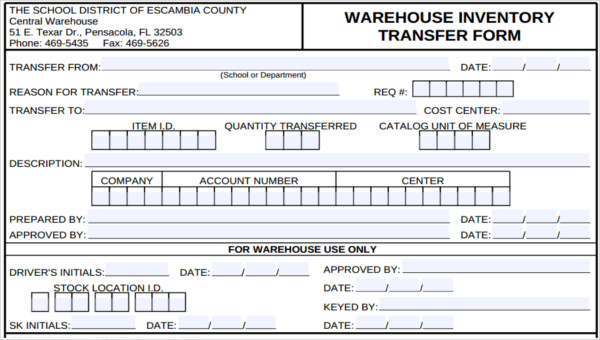 inventory transfer forms free documents in word pdf