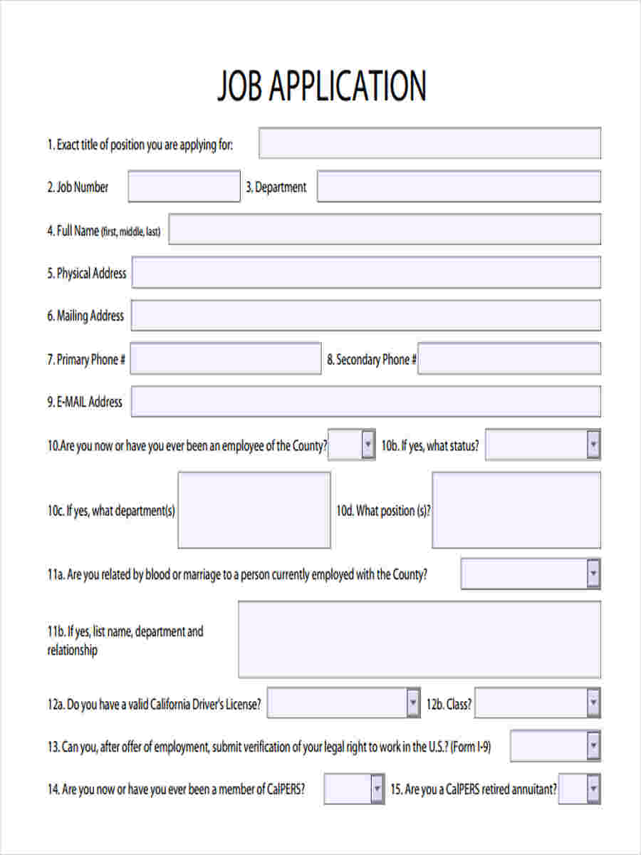 Survey questions for job application