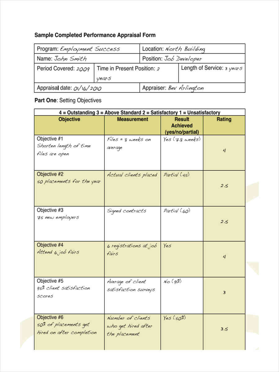 Sample Appraisal Form Template 0413