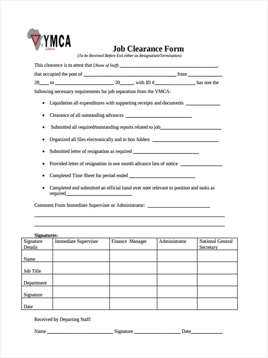 job clearance form