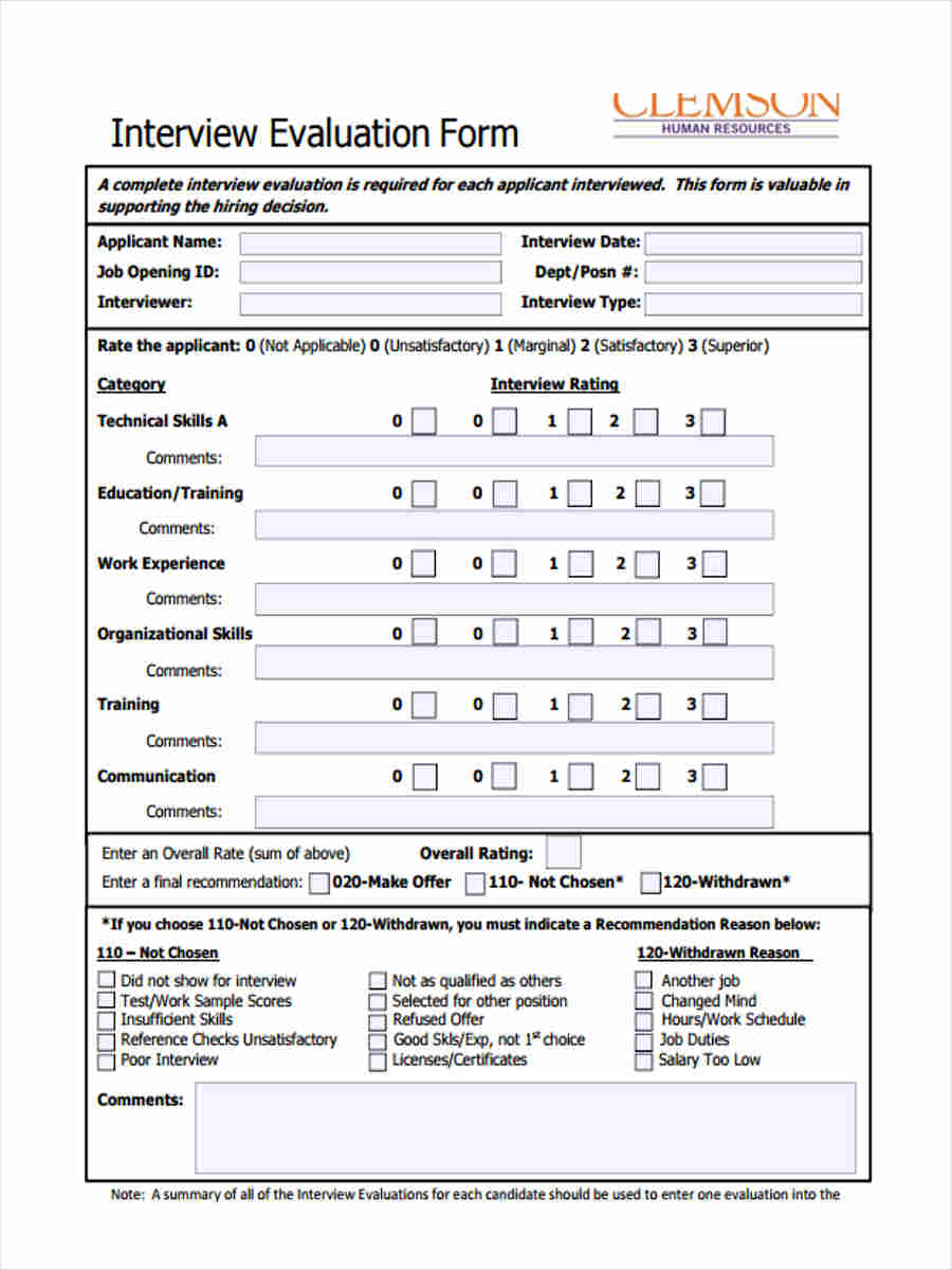 job interview appraisal