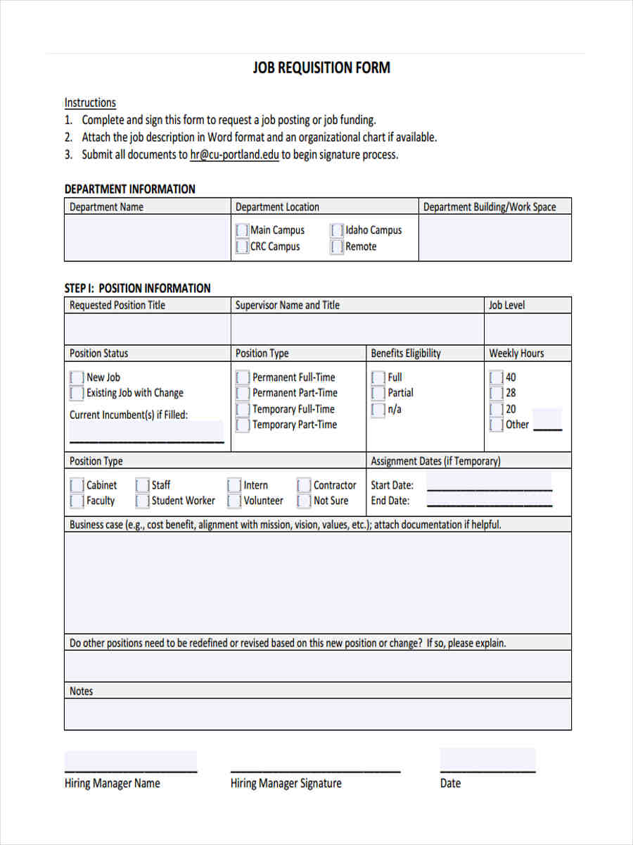 Recruitment Requisition Form Template