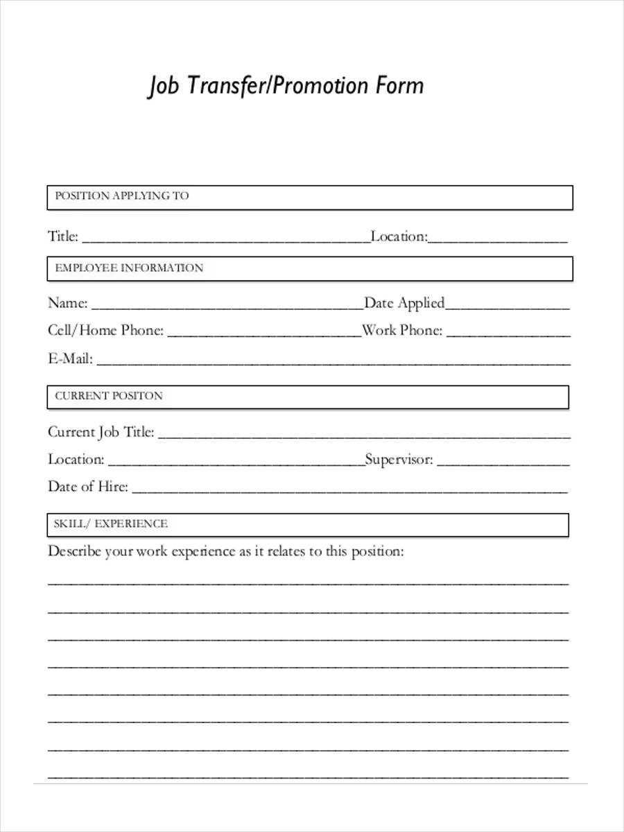 FREE 5+ Job Transfer Form Samples in PDF