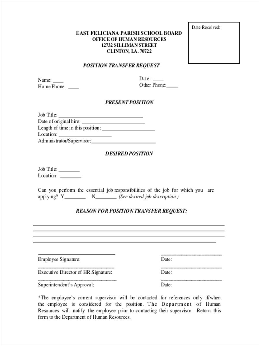 job transfer request in pdf