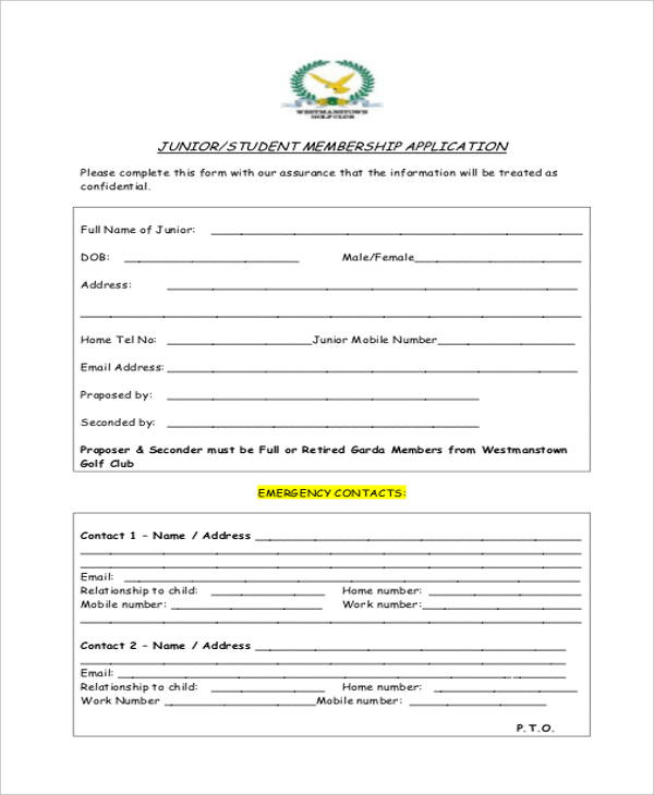junior membership application