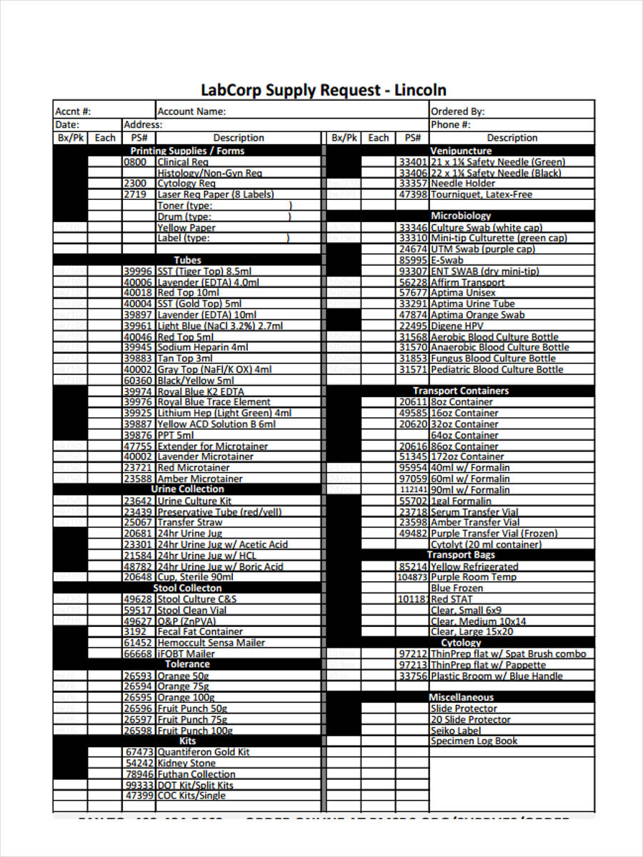 Printable Labcorp Test Request Form Pdf