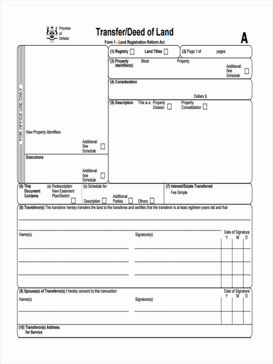 FREE 6+ Land Transfer Form Samples in PDF | MS Word