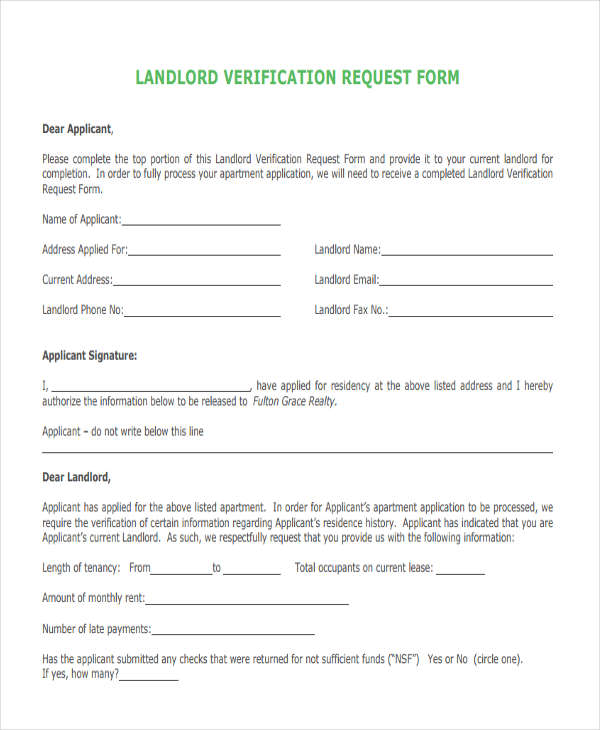 landlord verification request