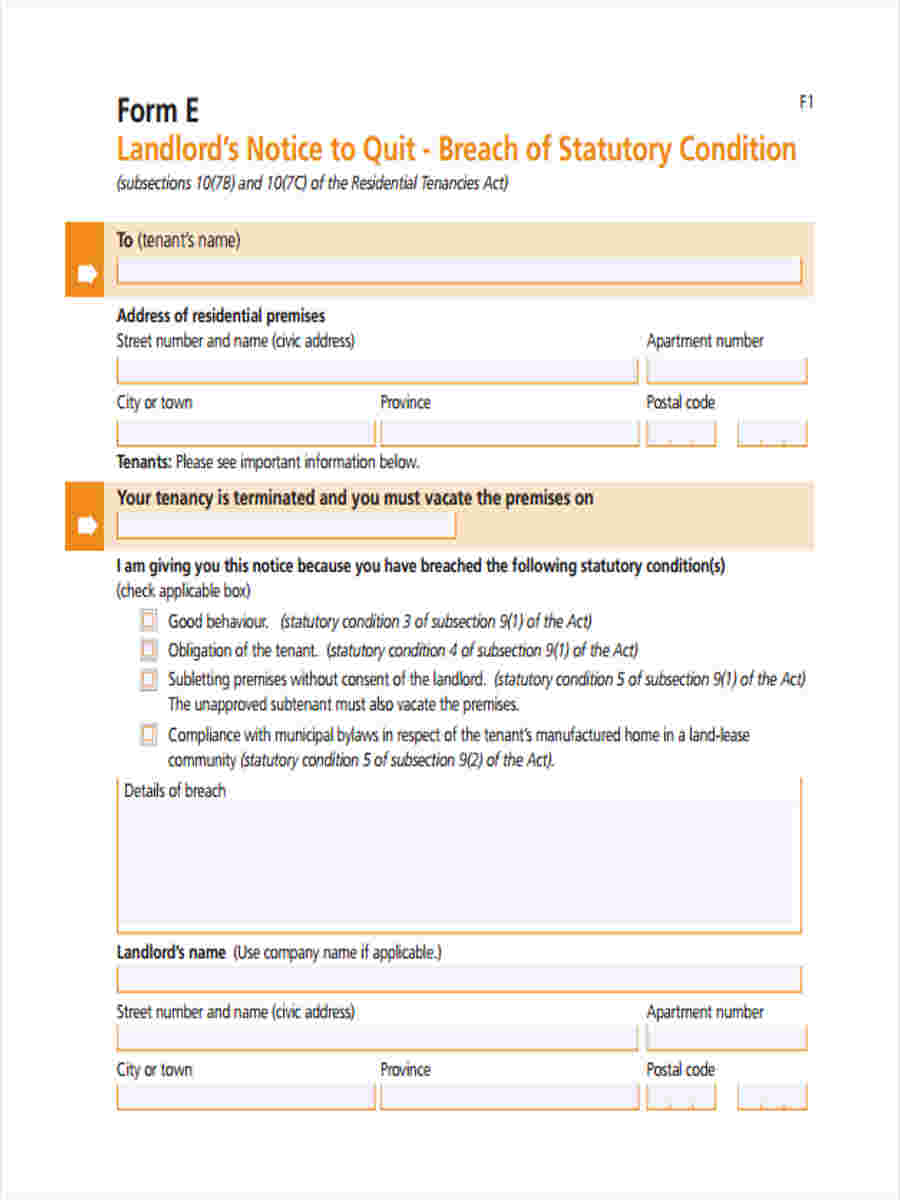 FREE 5+ Notice to Quit Form Samples in MS Word | PDF