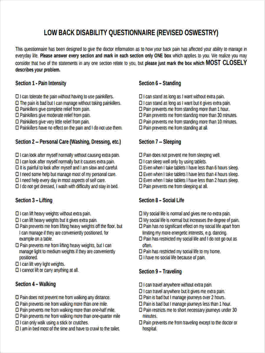 FREE 8+ Disability Questionnaire Forms in PDF