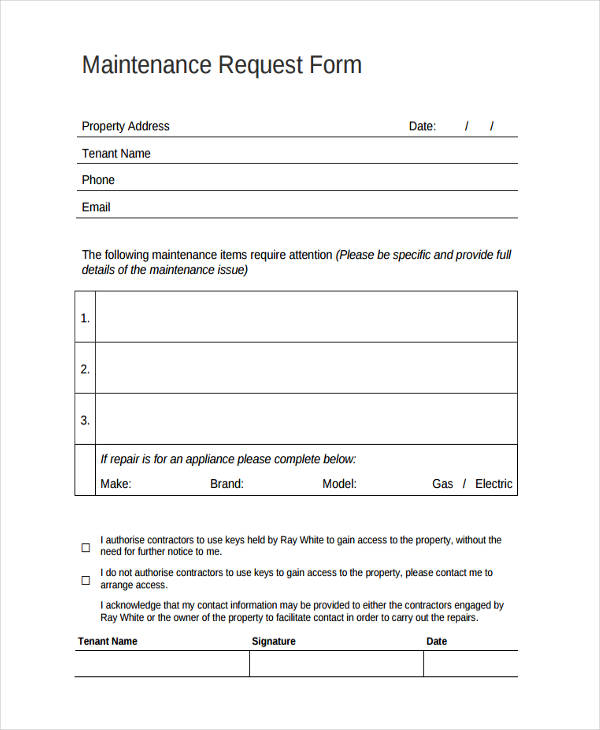 FREE 10+ Maintenance Request Forms in PDF | MS Word