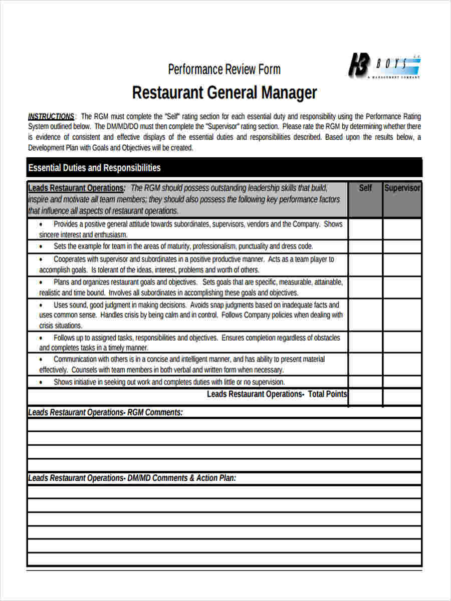 Manager Performance Review Template