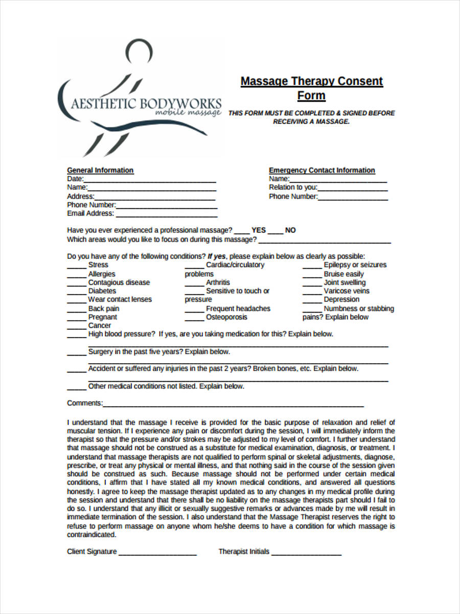 Free 7 Therapy Consent Forms In Ms Word Pdf