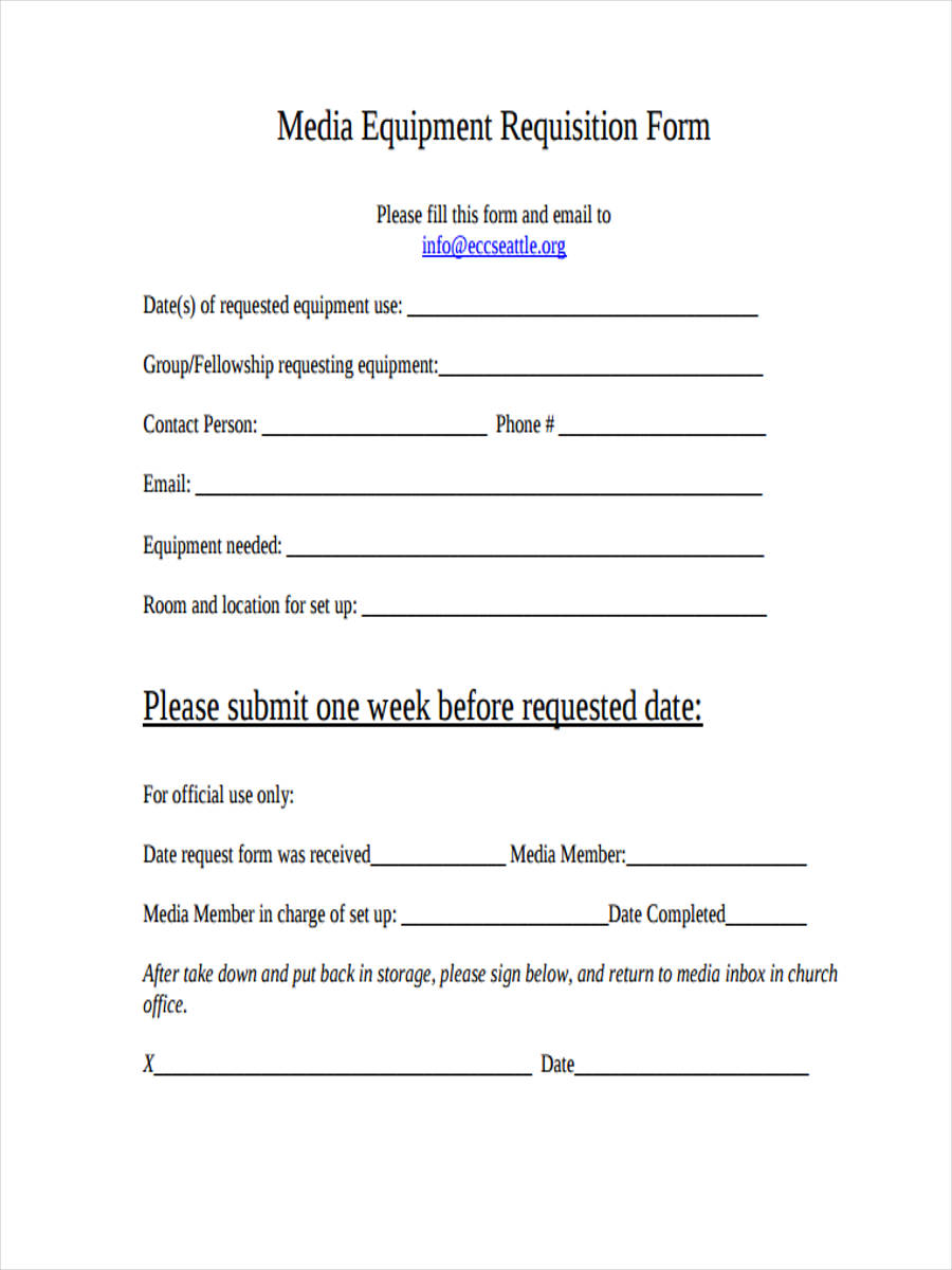 FREE 9+ Equipment Requisition Forms in PDF Ms Word Excel